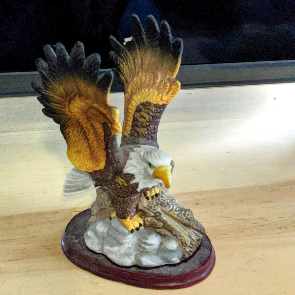 Eagle sculpture chipped painted